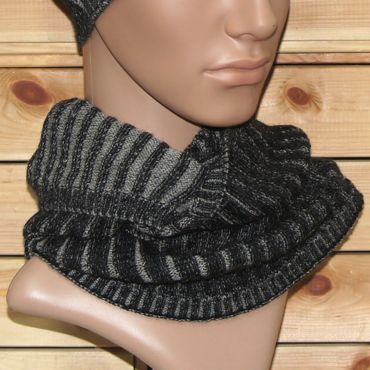 Wendeloopschal/revers. loop scarf LORETO, Farbe/colour: grau-schwarz/gray-black