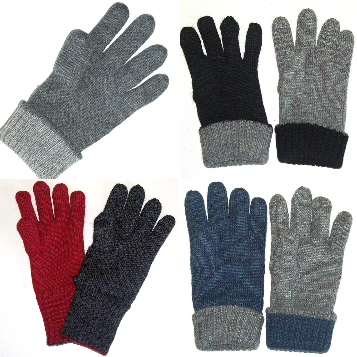 Wendehandschuhe/revers. gloves Damen/women, Farbe/colour: grau-rosa/grey-rose, Größe/size: M