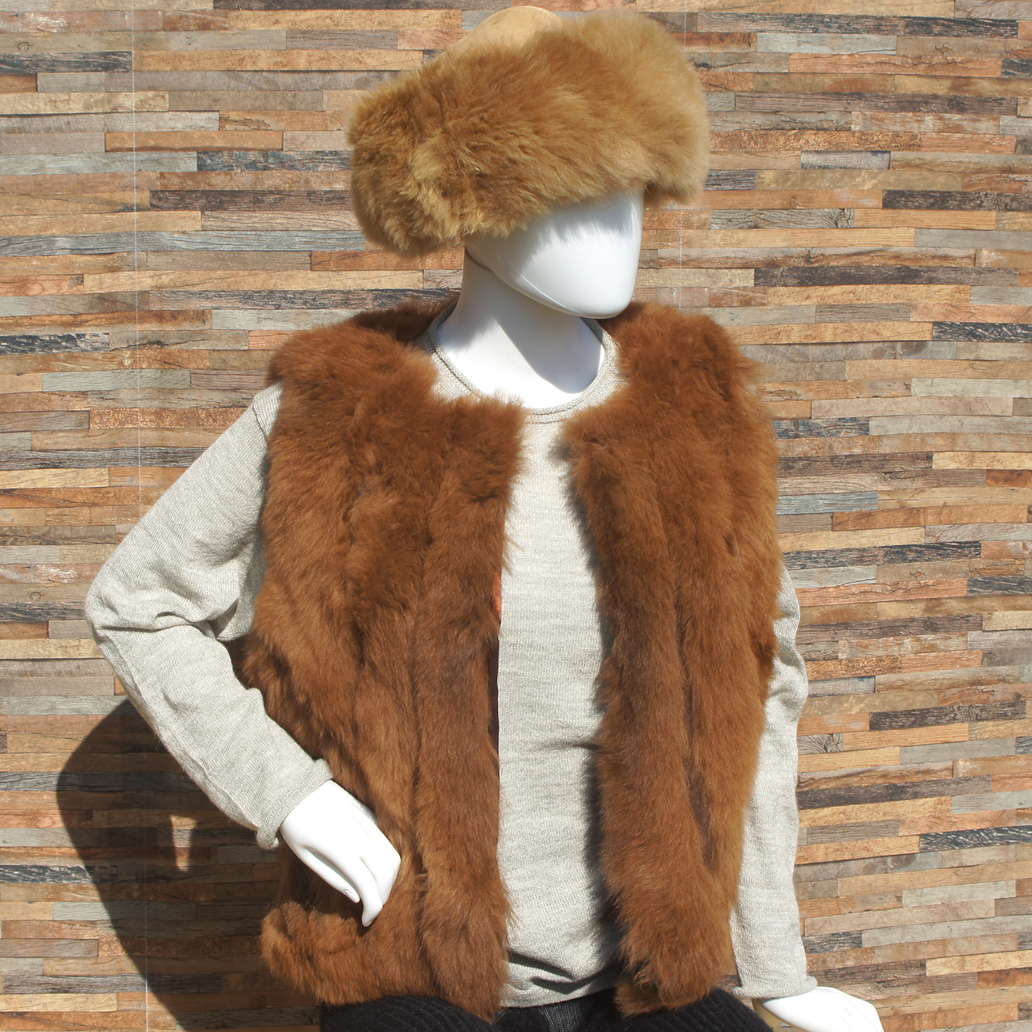 Alpaka-Fellweste/short fur jacket KARINA, Farbe/colour: schwarz/black, Größe/size: S